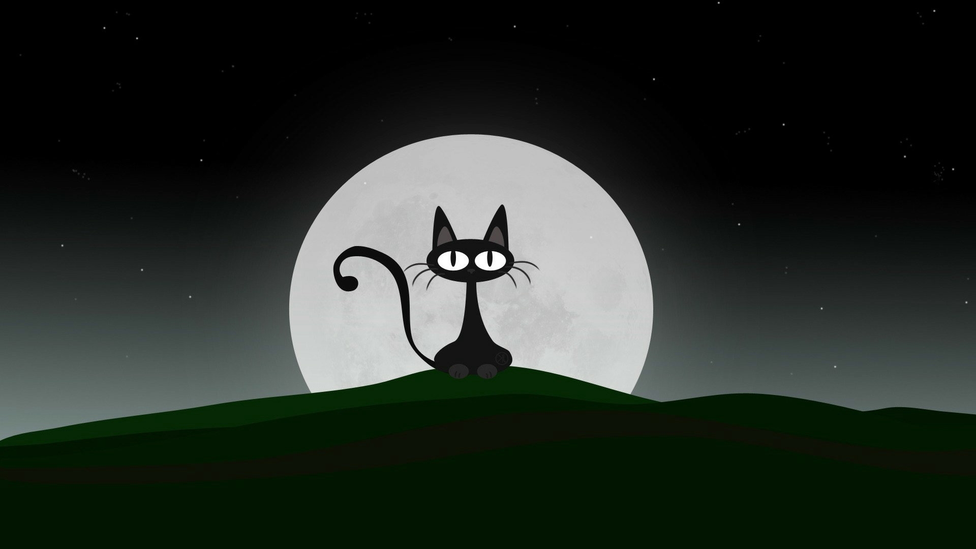 HD Black Cat And Moon Desktop Wallpaper Background