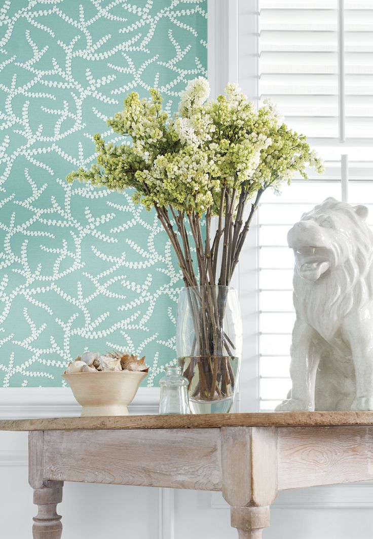  wallpaper in aqua from the Thibaut Resort collection Thibaut