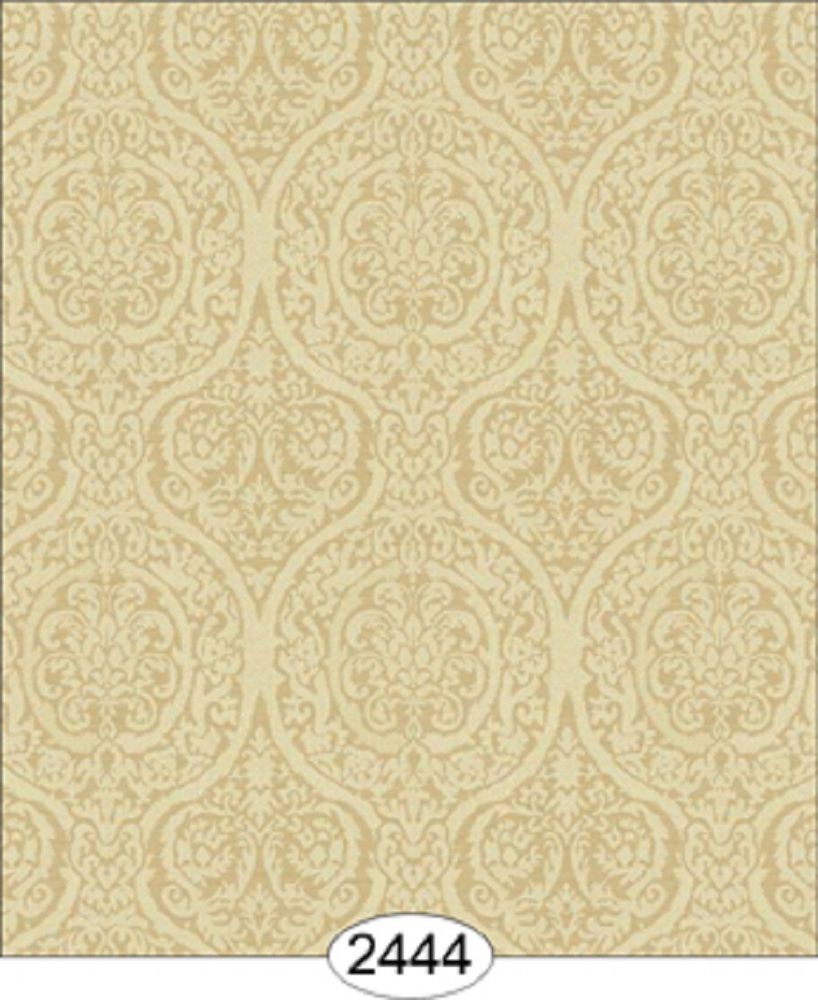 Dollhouse Wallpaper Cozy Cottage Damask Beige On Yellow Gold