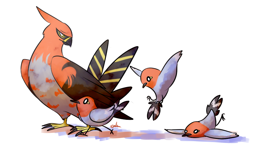 Talonflame and Fletchling by Pidoodle on