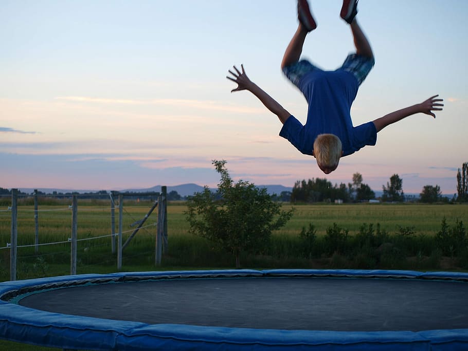 HD Wallpaper Boy About To Land On Trampoline Trick Jumping