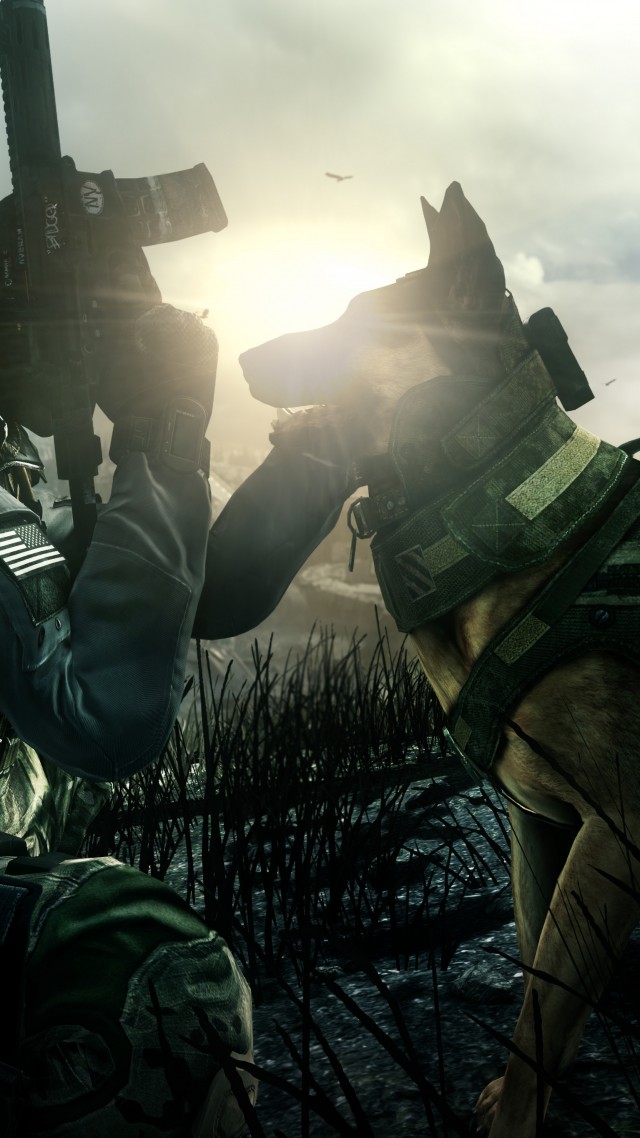 Wallpaper Call Of Duty Ghosts Game Shooter Soldier Dog Rifle