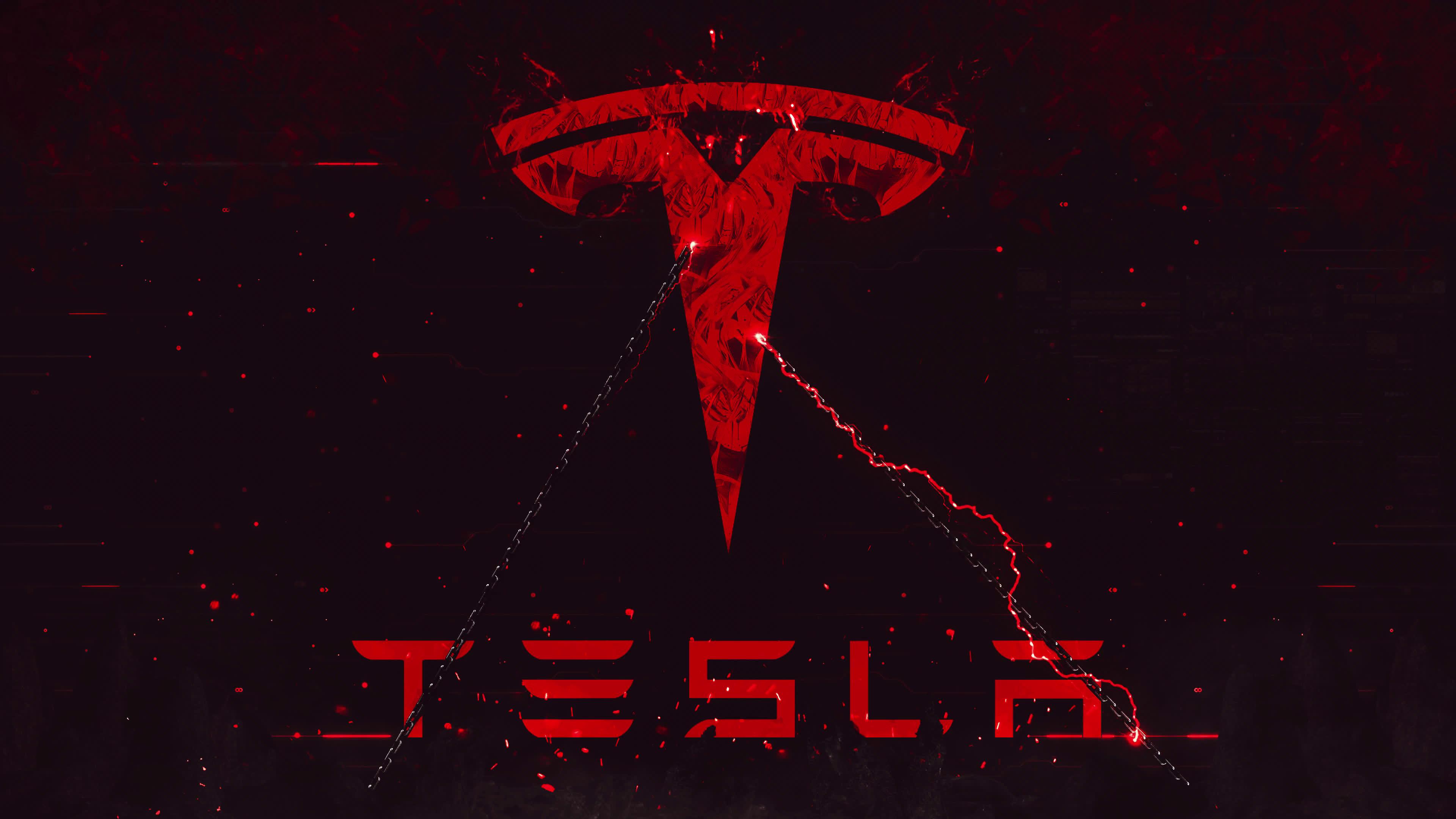 Tesla Red Logo 4k Live Wallpaper