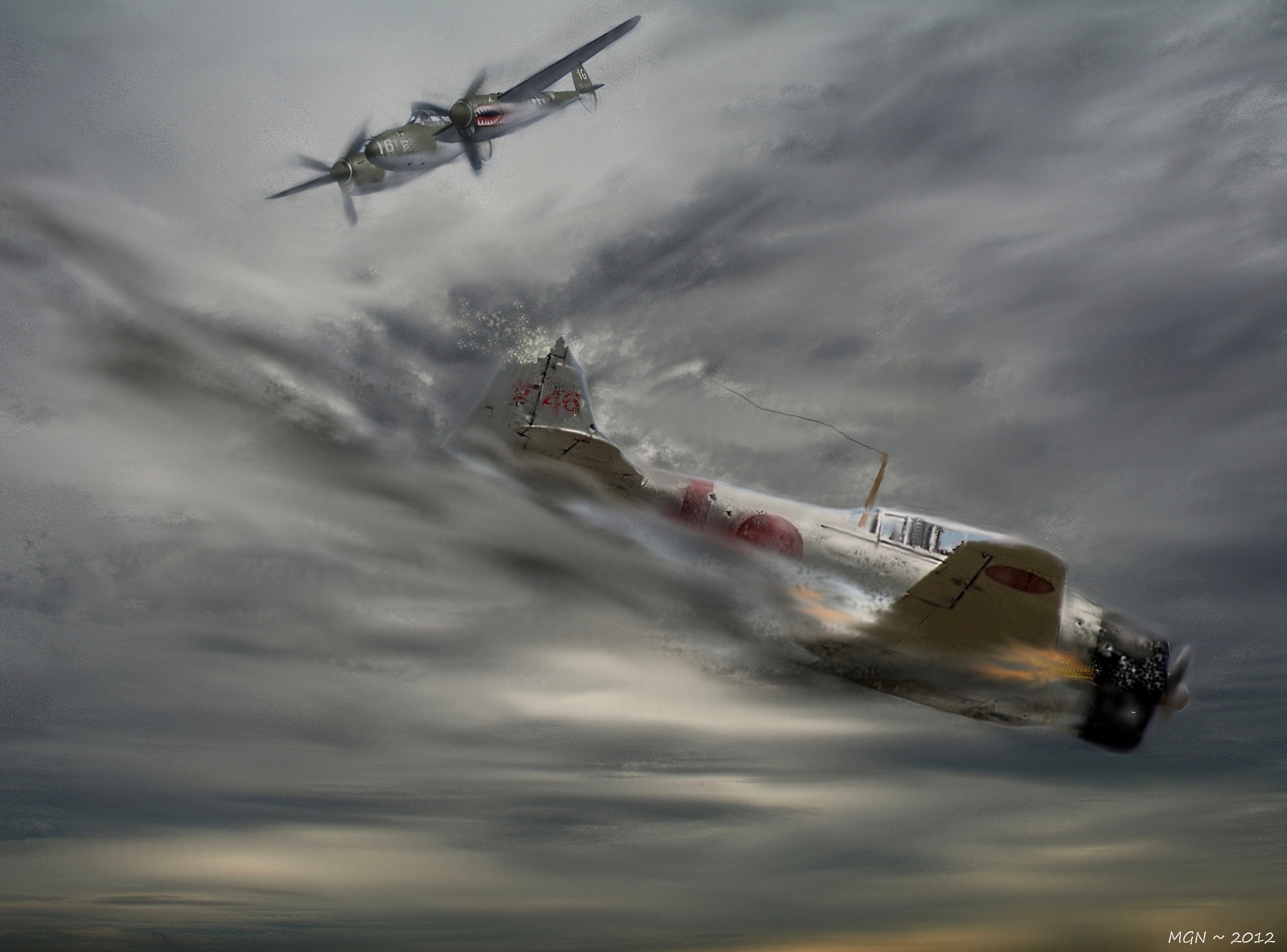 Drawing War Battle Art Planes Ww2 Military Wallpaper Background