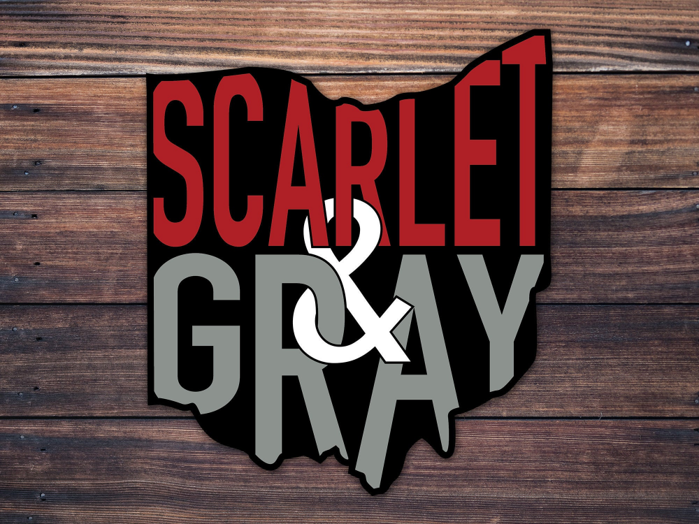 Osu Ohio State Buckeye Scarlet And Gray Decal Black Background
