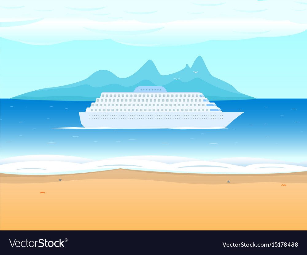 Cruise Ship Liner On The Background Sea Royalty Vector