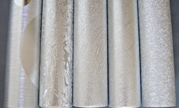 Silver Metallic Foil Glitter Shining Wallpaper Wall Paper 53m