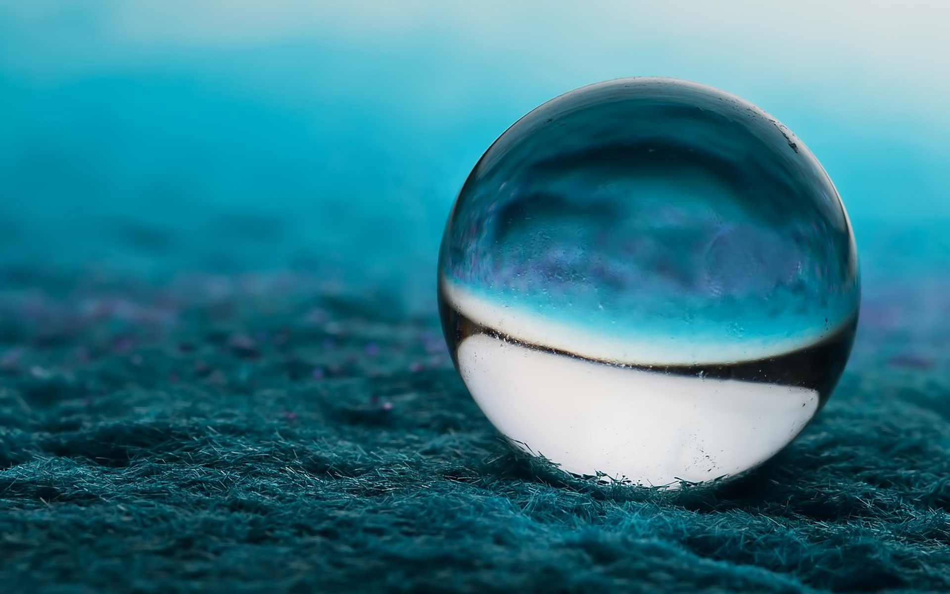 Close Up Blue Glass Ball HD Wallpaper