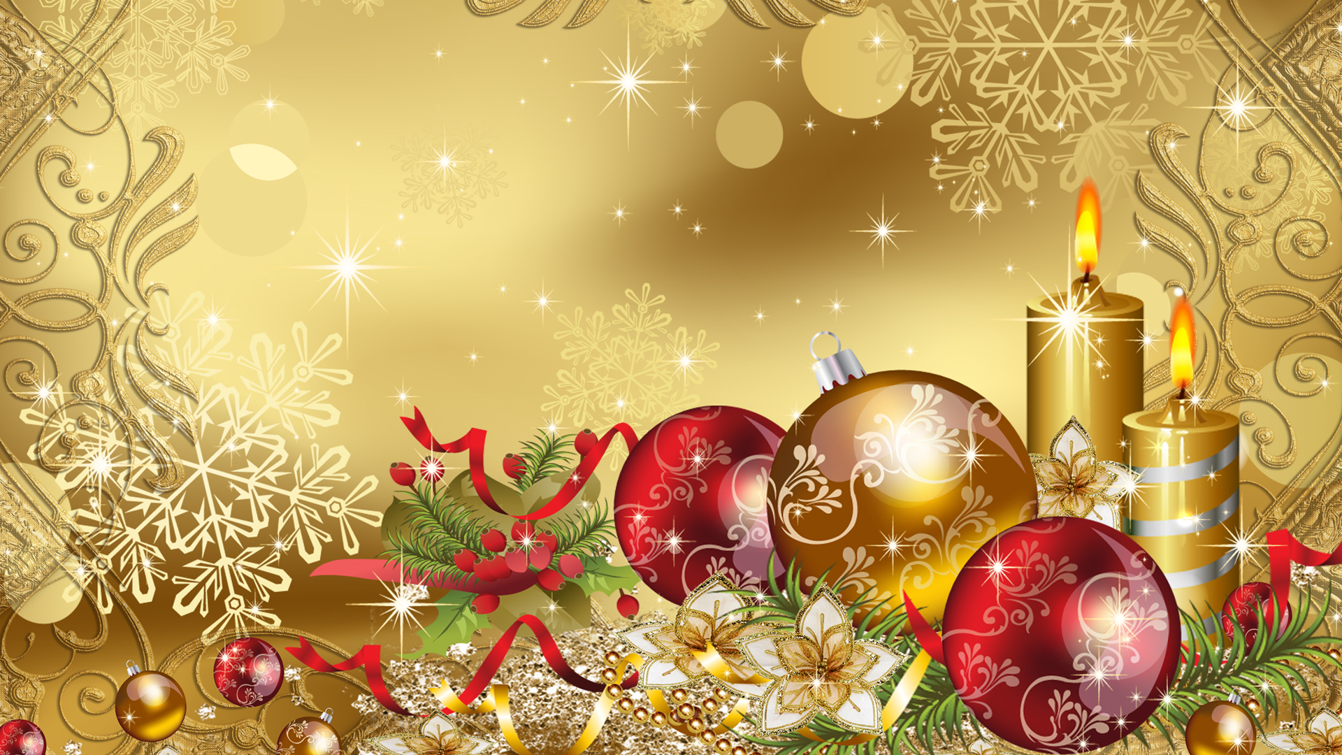 Christmas Golden Wallpaper HD Pulse
