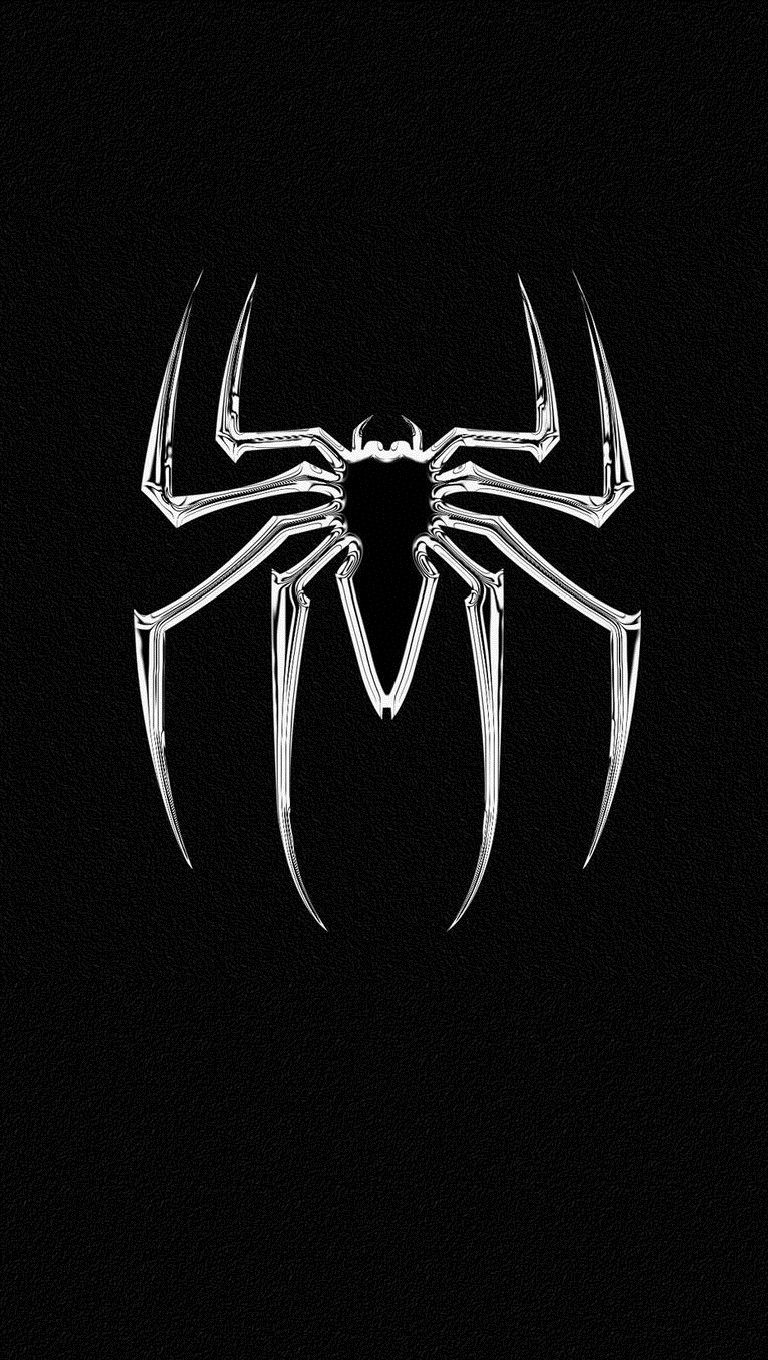 Black White Spiderman Logo Wallpaper iPhone Bohaterowie Marvela