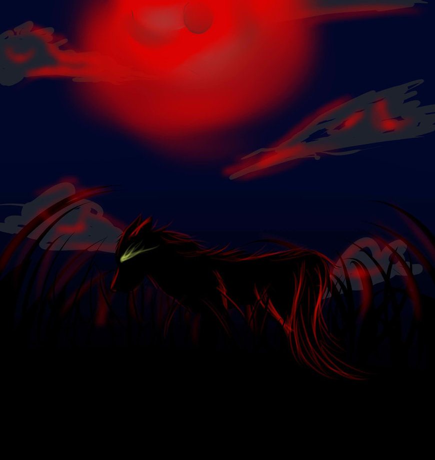Blood Red Moon Wallpaper Shadow wolf blood red moon
