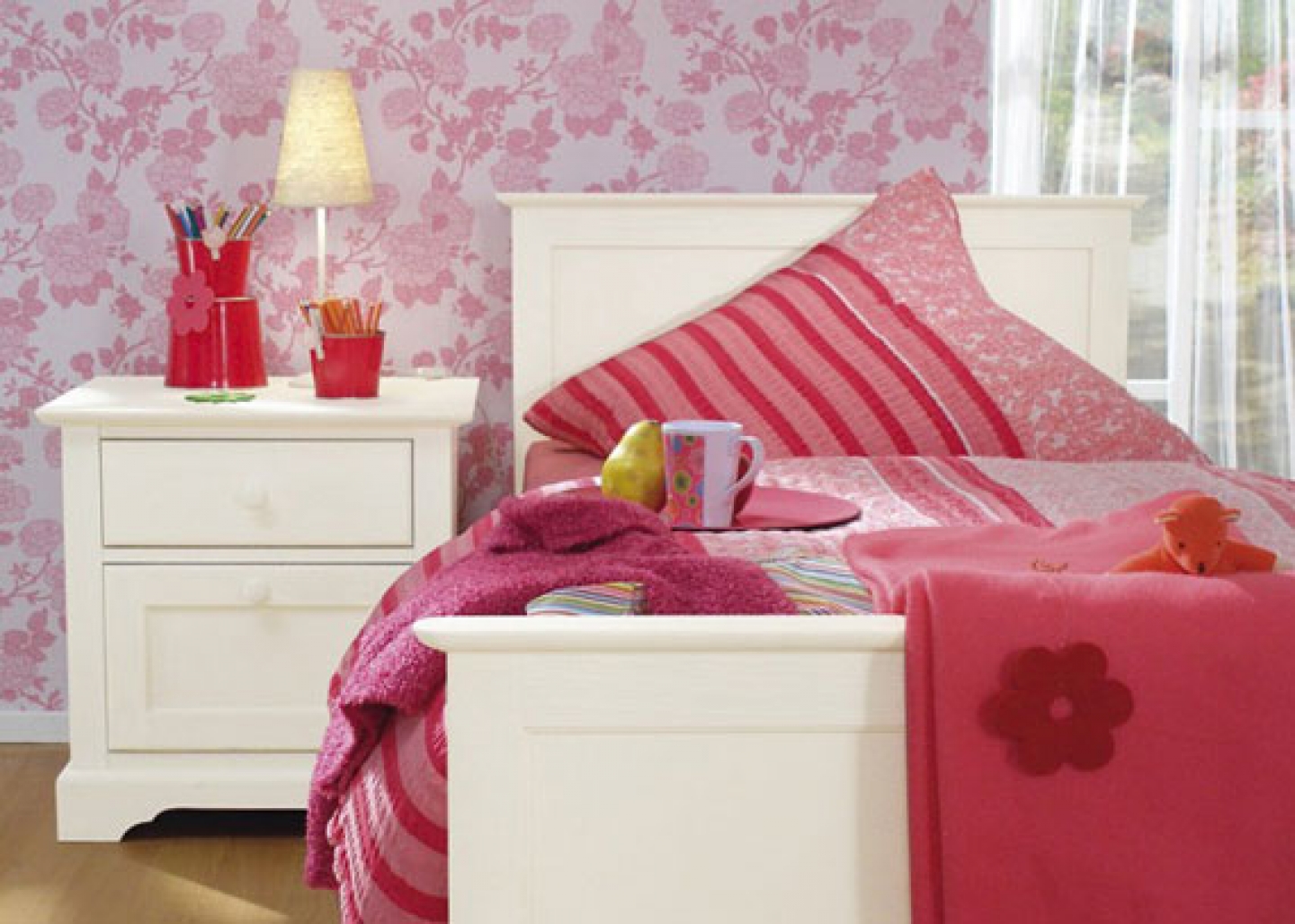 Pink Flower Wallpaper Kids Bedroom Design For Girls Bhouse