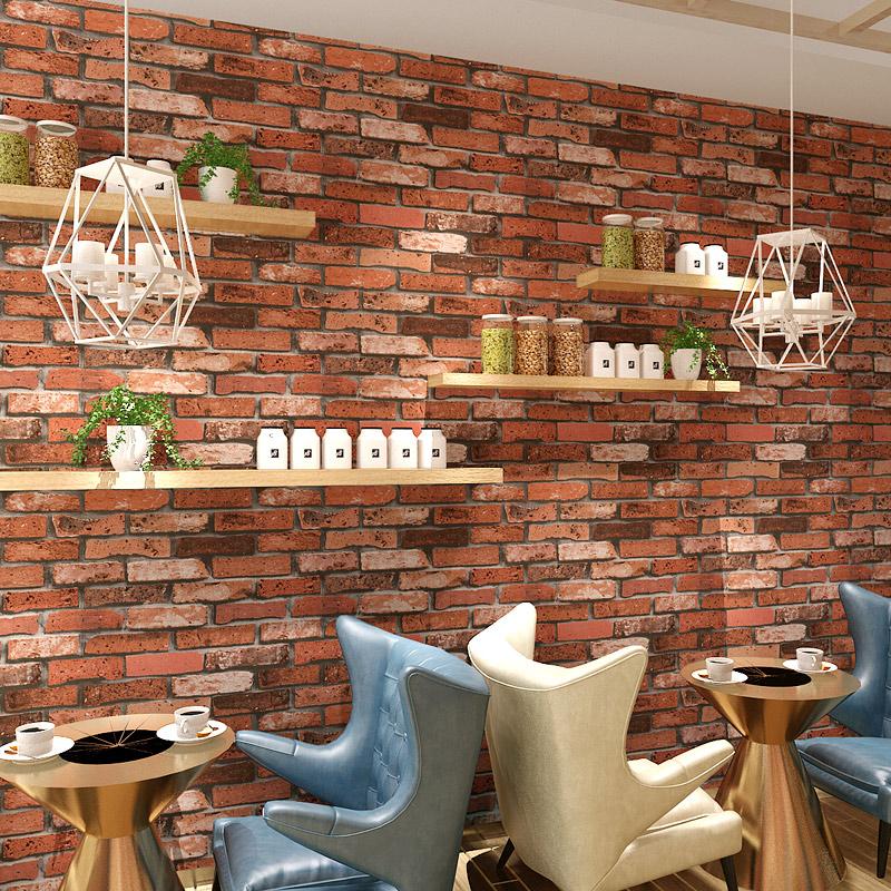 Red Brick Wallpaper For Walls Roll Clothing Store Restaurant Retro
