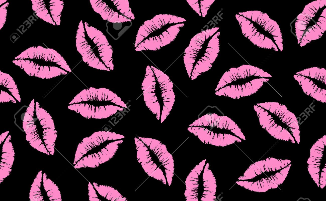 Pink Kiss Lipstick Seamless Pattern Background Royalty