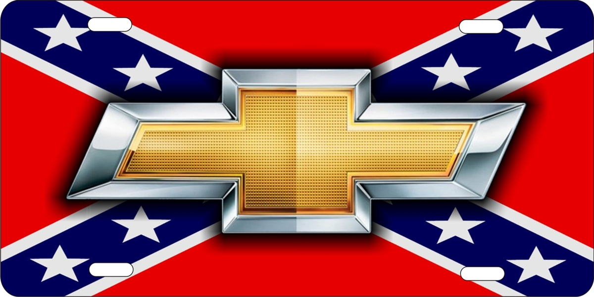 Chevrolet Bowtie On Rebel Flag Personalized Novelty Front License