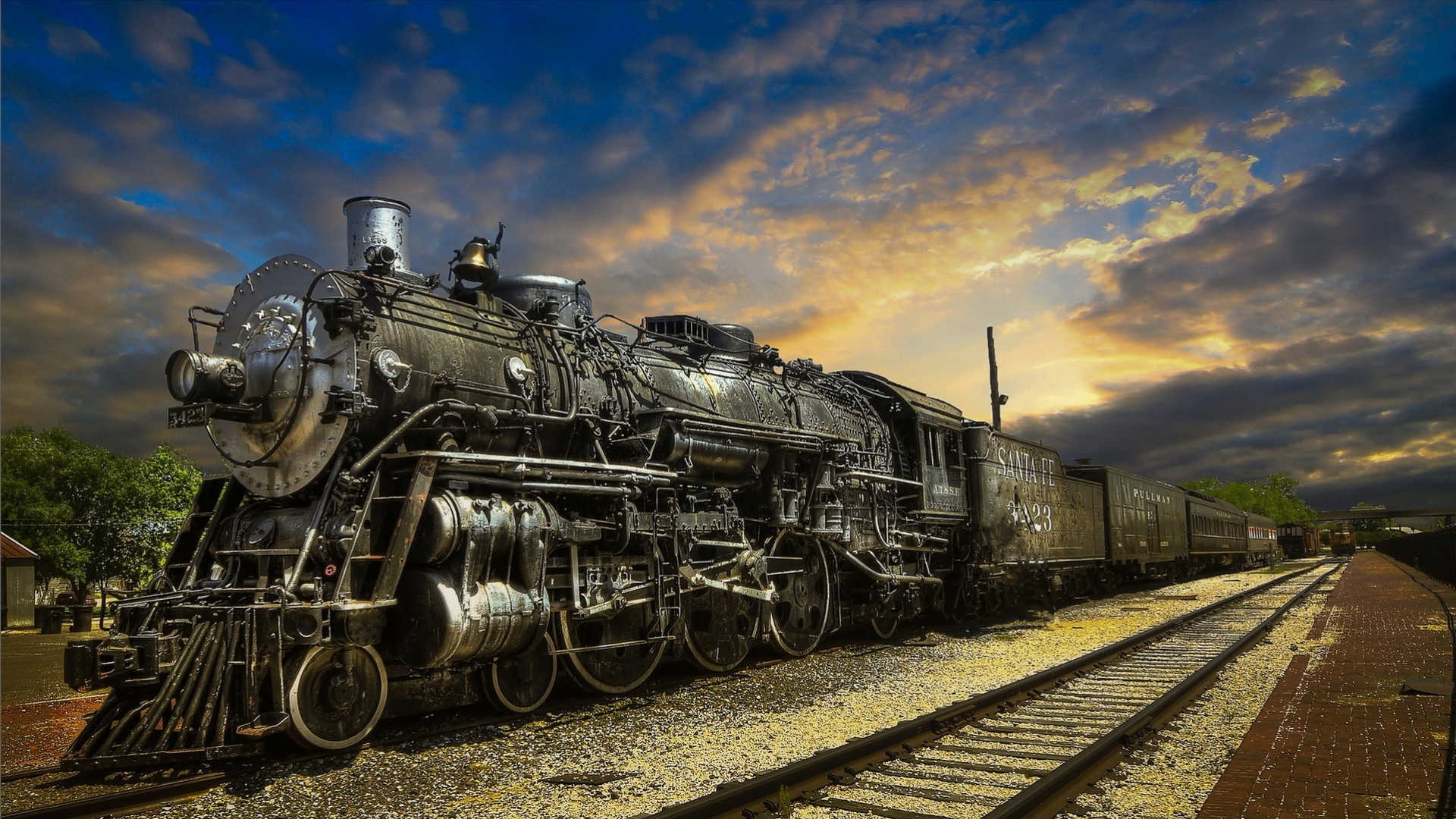 Fantastic Santa Fe Steam Train HDr Wallpaper