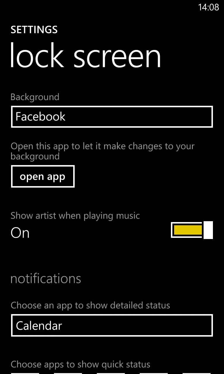 Nokia Lumia Lock Screen Settings Selecting As The