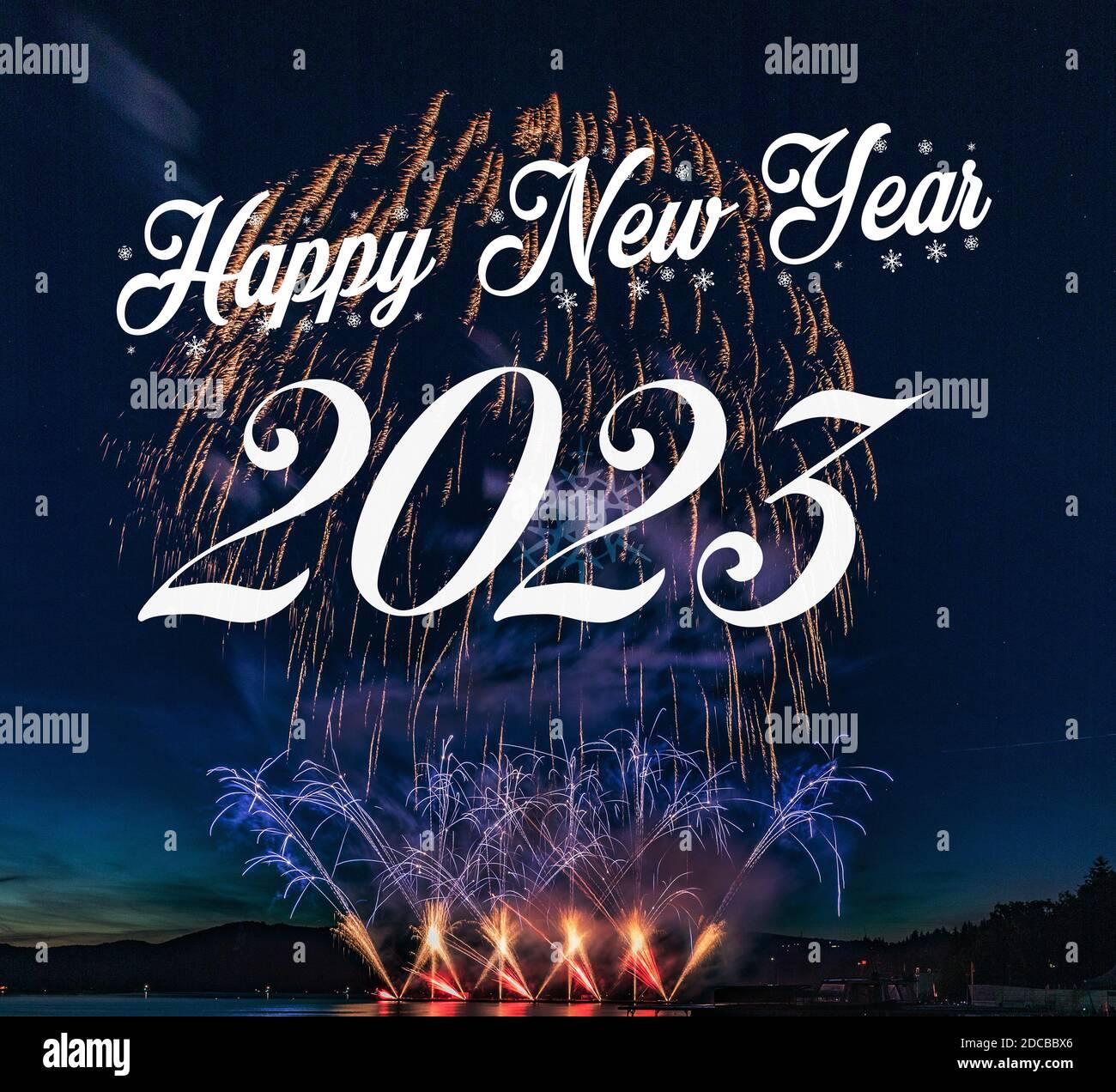Happy new year with fireworks background Celebration New