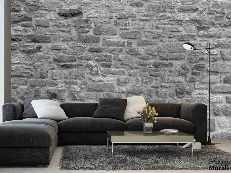 Grey Stone Wallpaper Realistic Textured Look About Murals