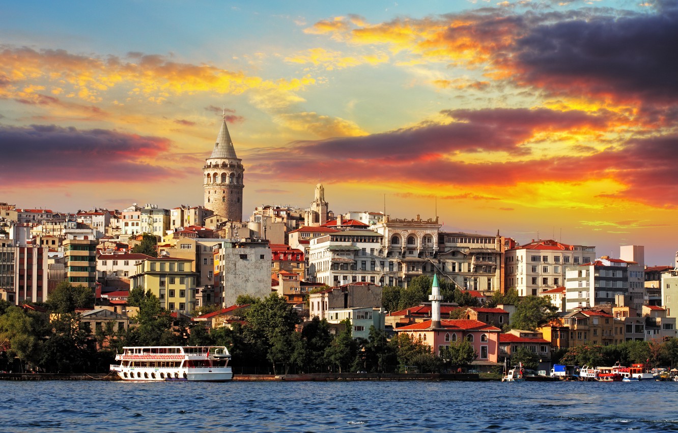 Wallpaper Sunset City The Ship Ferry Nature