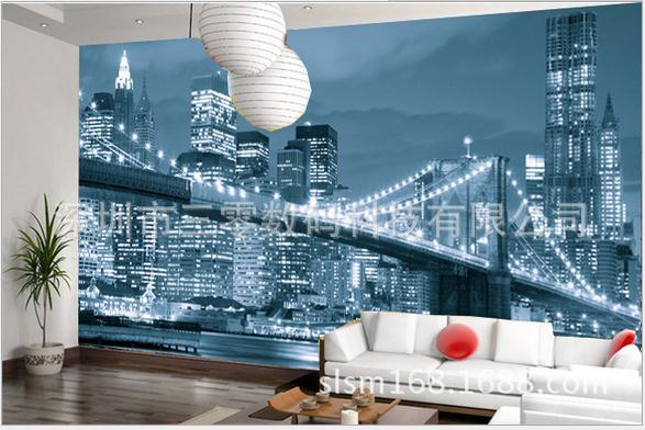 Large Black And White Mural Wallpaper City Night Papel De