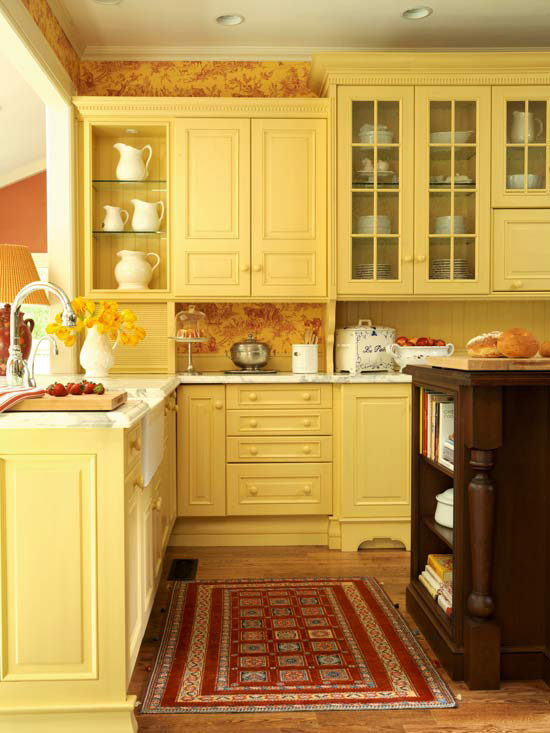 Furniture Traditional Kitchen Design Ideas With Yellow Color