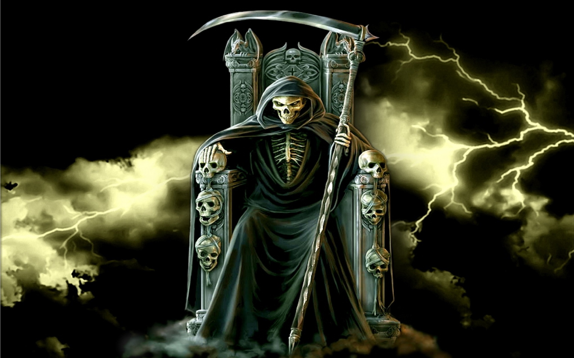 3d Grim Reaper Throne Windows Wallpaper X