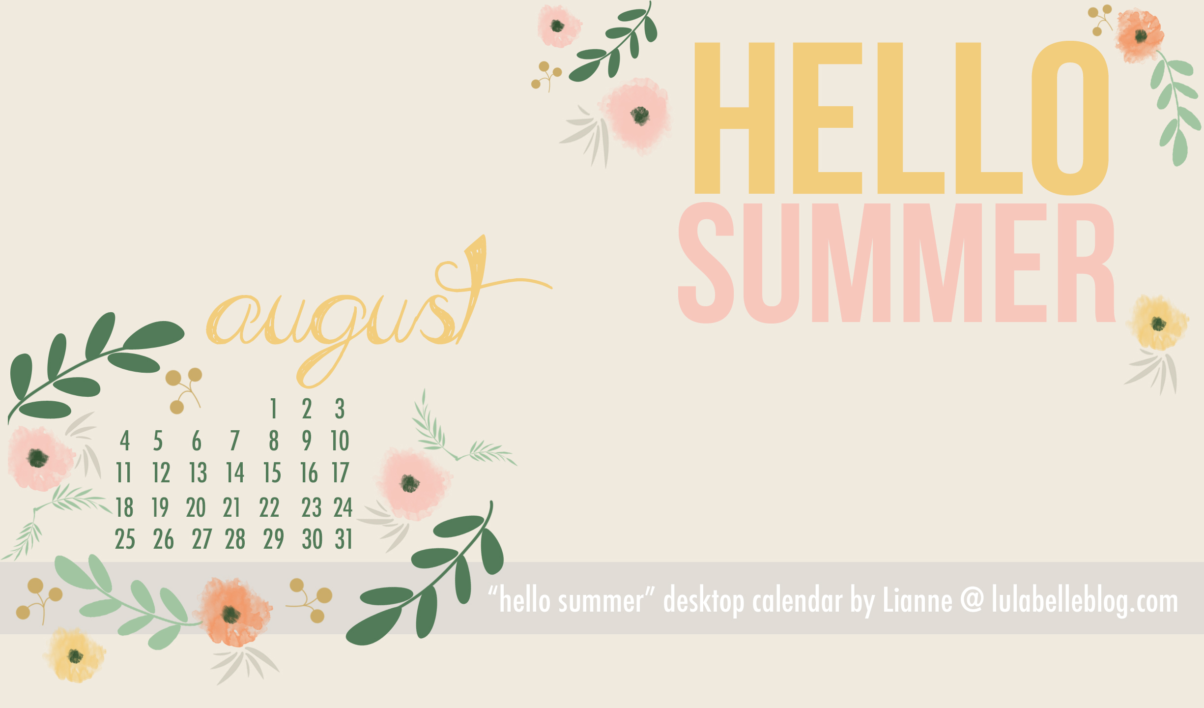 August Desktop Calendar And Calendars