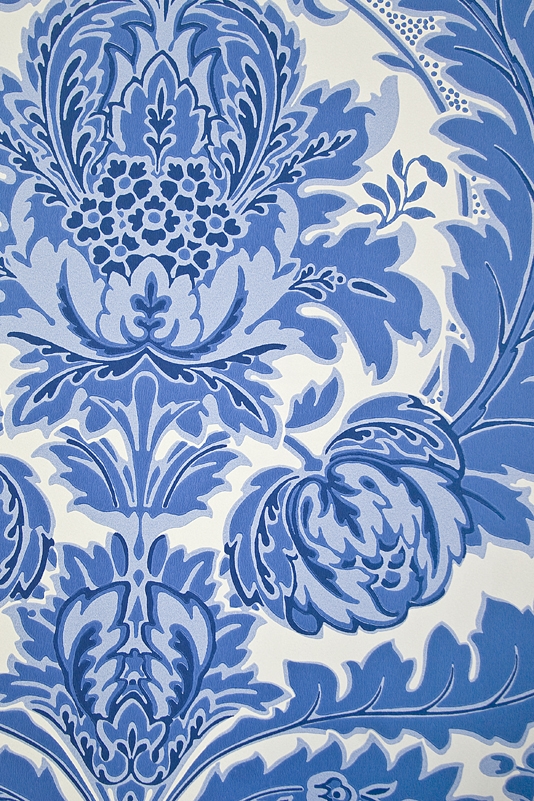 Wallpaper An Elegant White Damask With Rich And Sky Blue
