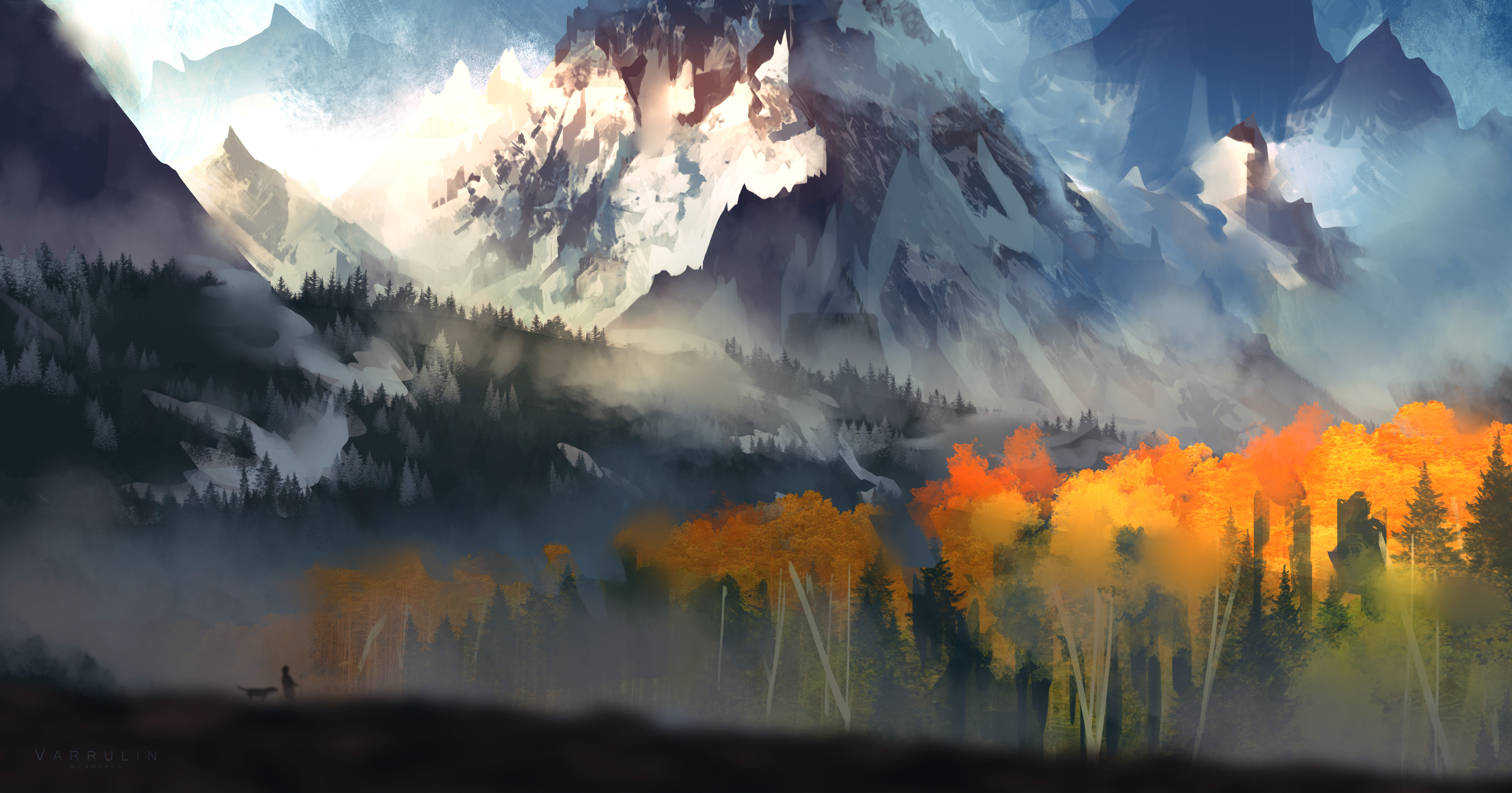 Landscape Scenery Moutain Autumn Digital Art 5k Laptop Full Wallpaper