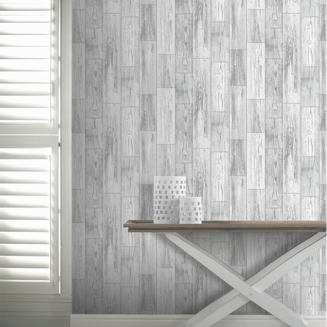Salbe Wood Panel Pattern Wallpaper Distressed Faux Effect
