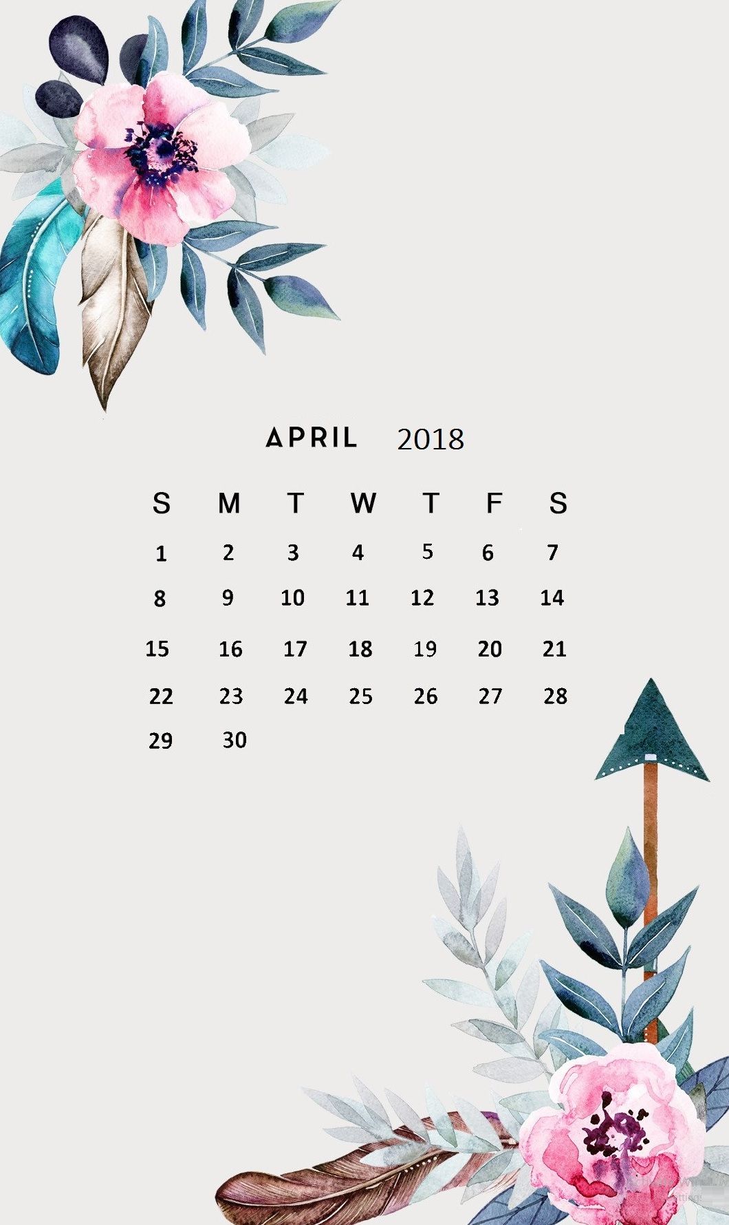 Amazing April 2018 Calendar Wallpaper to keep track of what needs 1060x1780