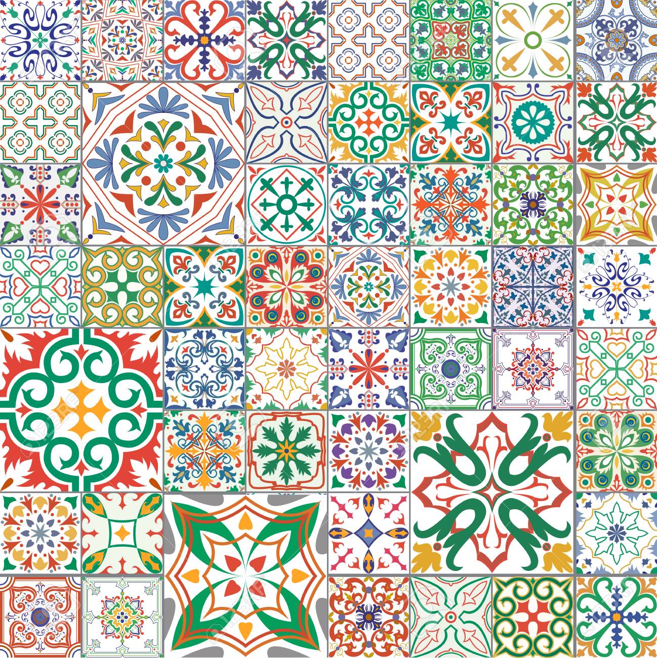 Big Vector Set Of Tiles In Portuguese Spanish Italian Style