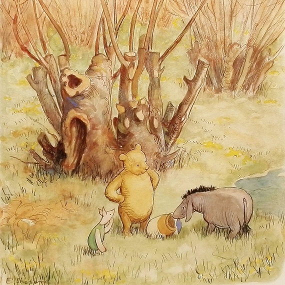 Eeyore is Happy Print Vintage Classic Winnie the Pooh Nursery