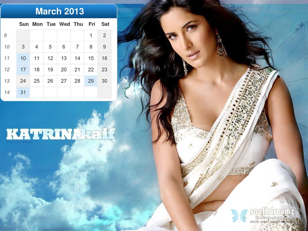 Katrina Kaif Desktop Calendar March