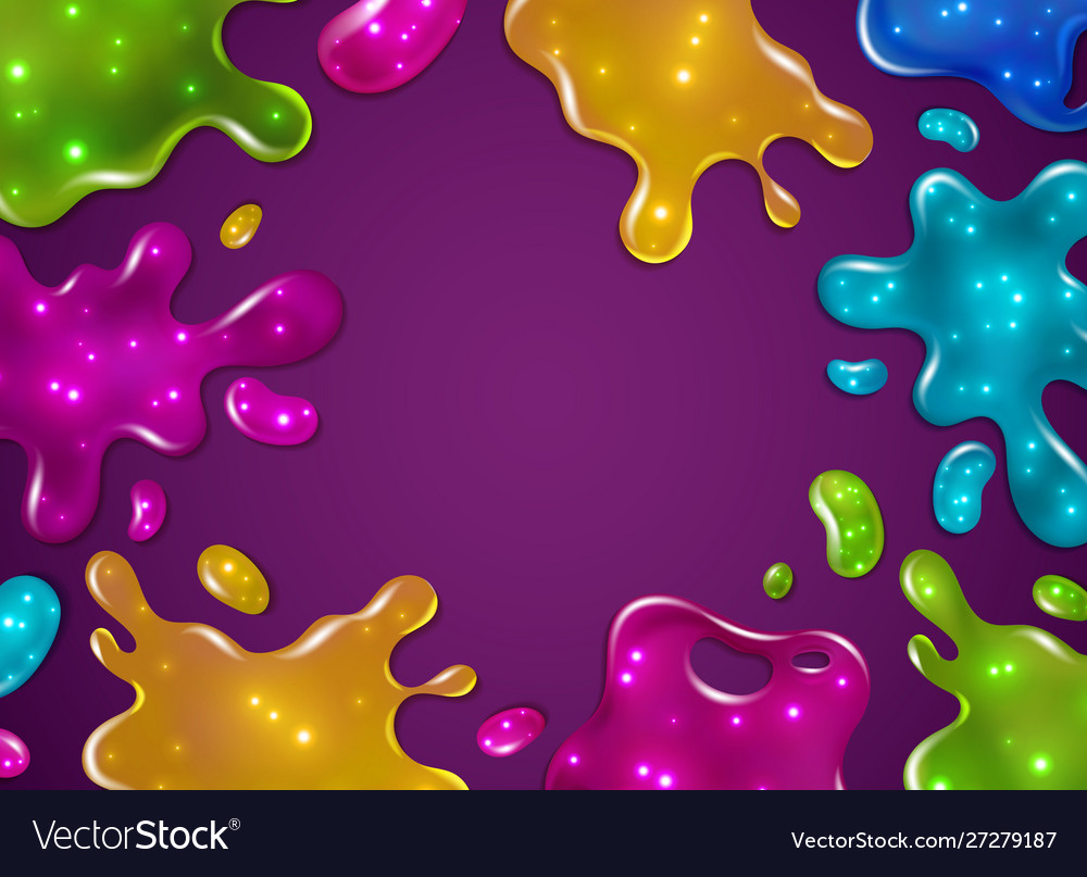 Color Slime Background Glossy Sticky Yellow Vector Image