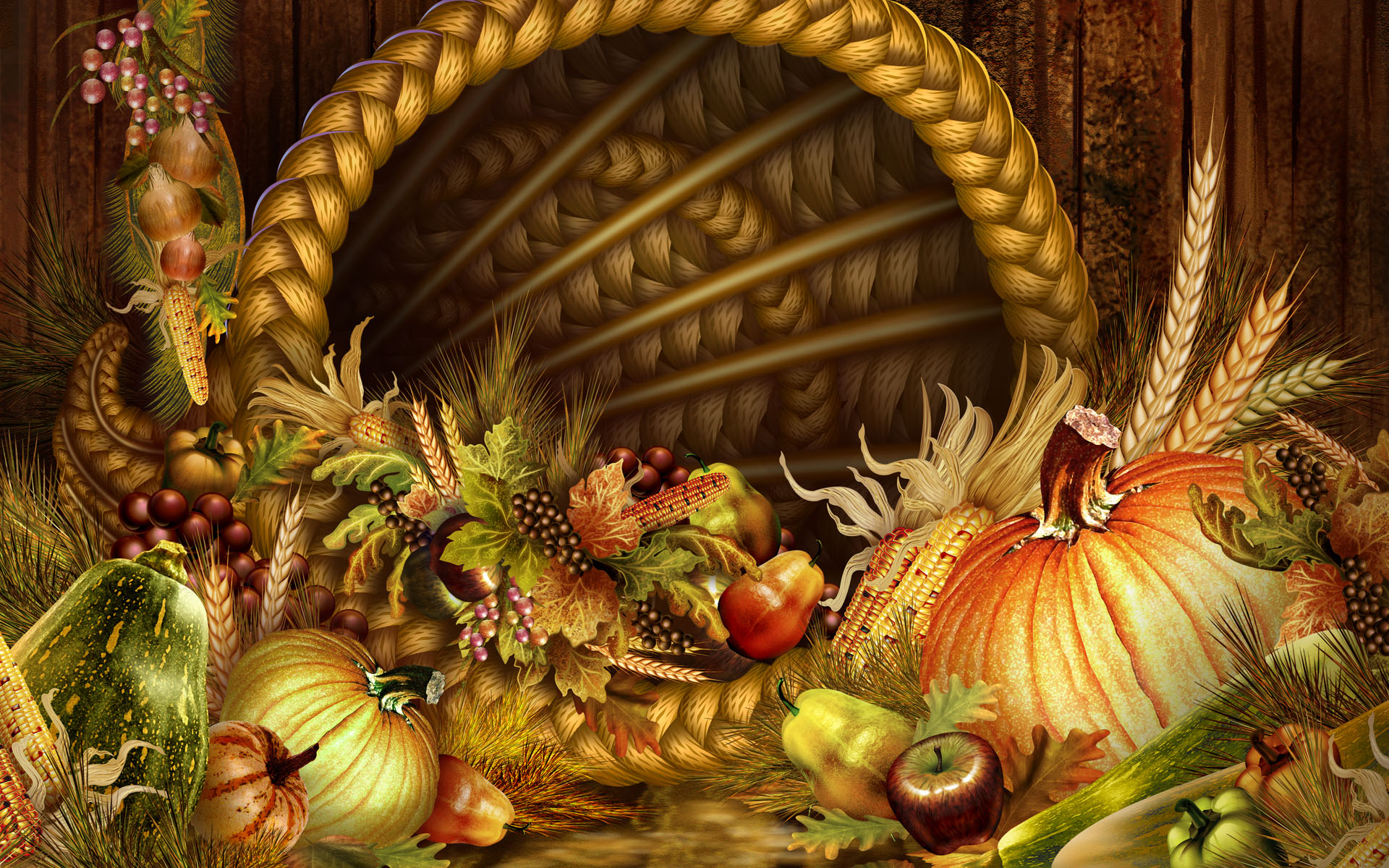 Thanksgiving Harvest Basket Wallpaper Desktop Background