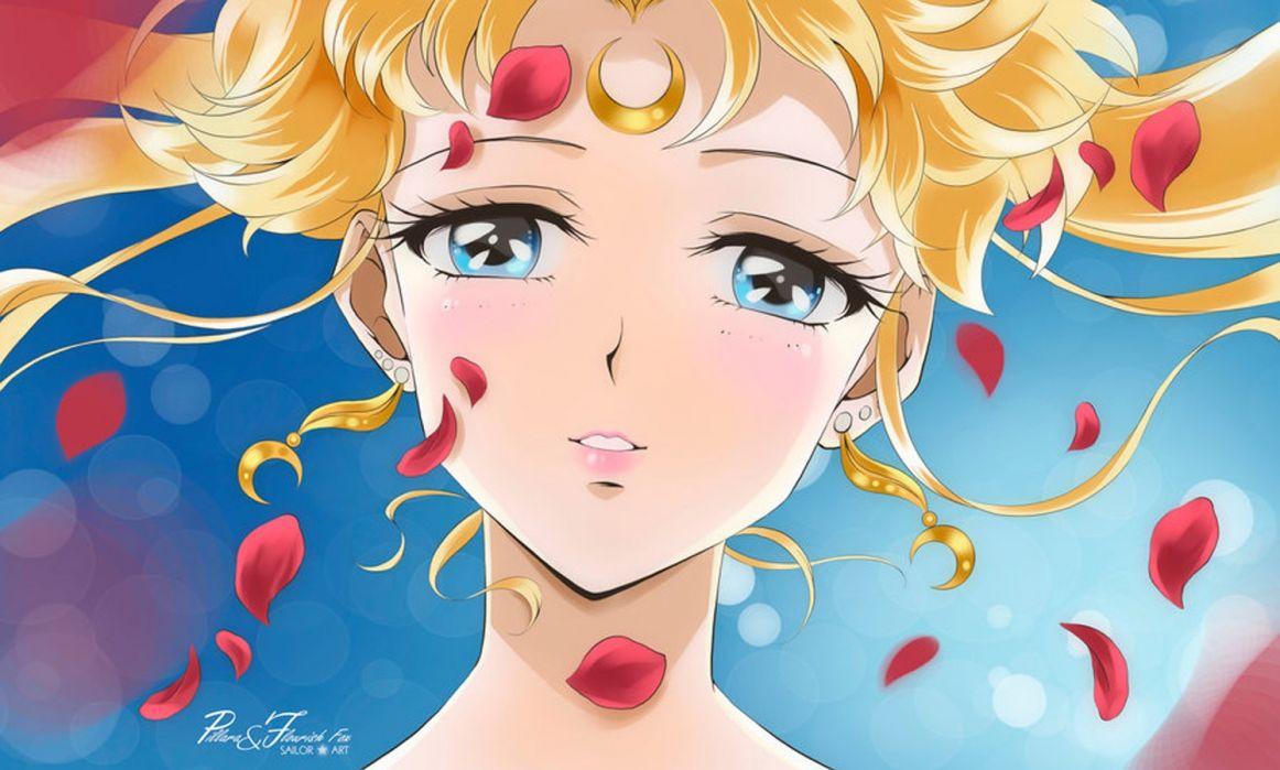 Usagi Tsukino Sailor Moon Petals Girl Blue Eyes Anime Beauty