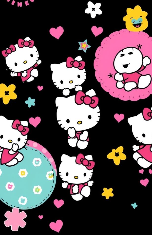 Hello Kitty Black And Pink Wallpaper