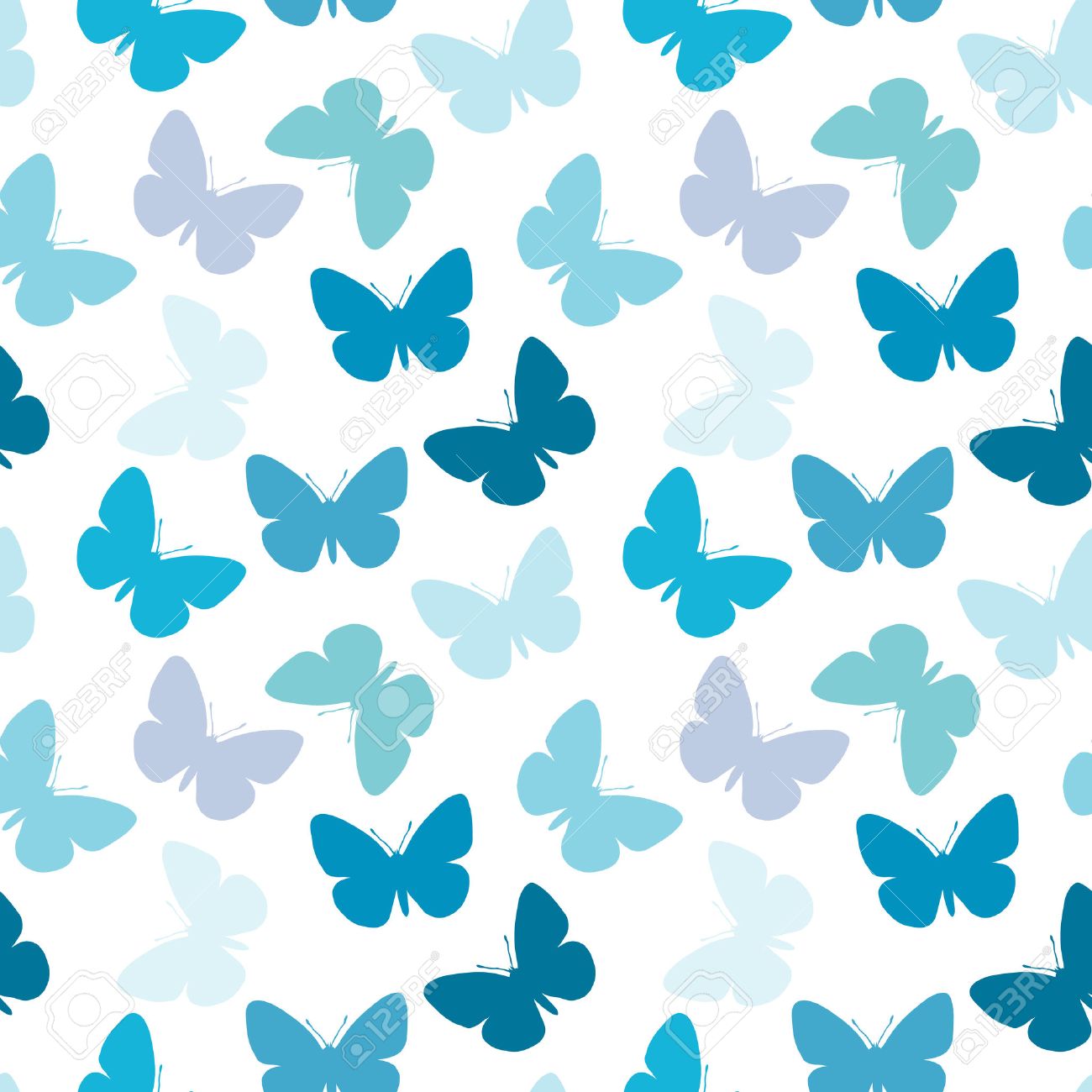 Seamless Blue Butterfly Wallpaper Royalty Free SVG Cliparts