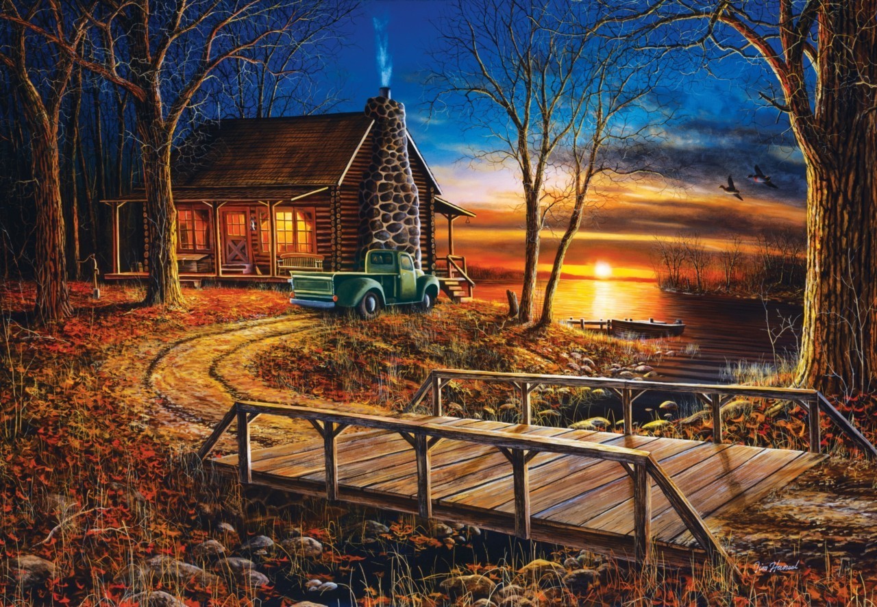 Cabin By The Lake Wallpaper