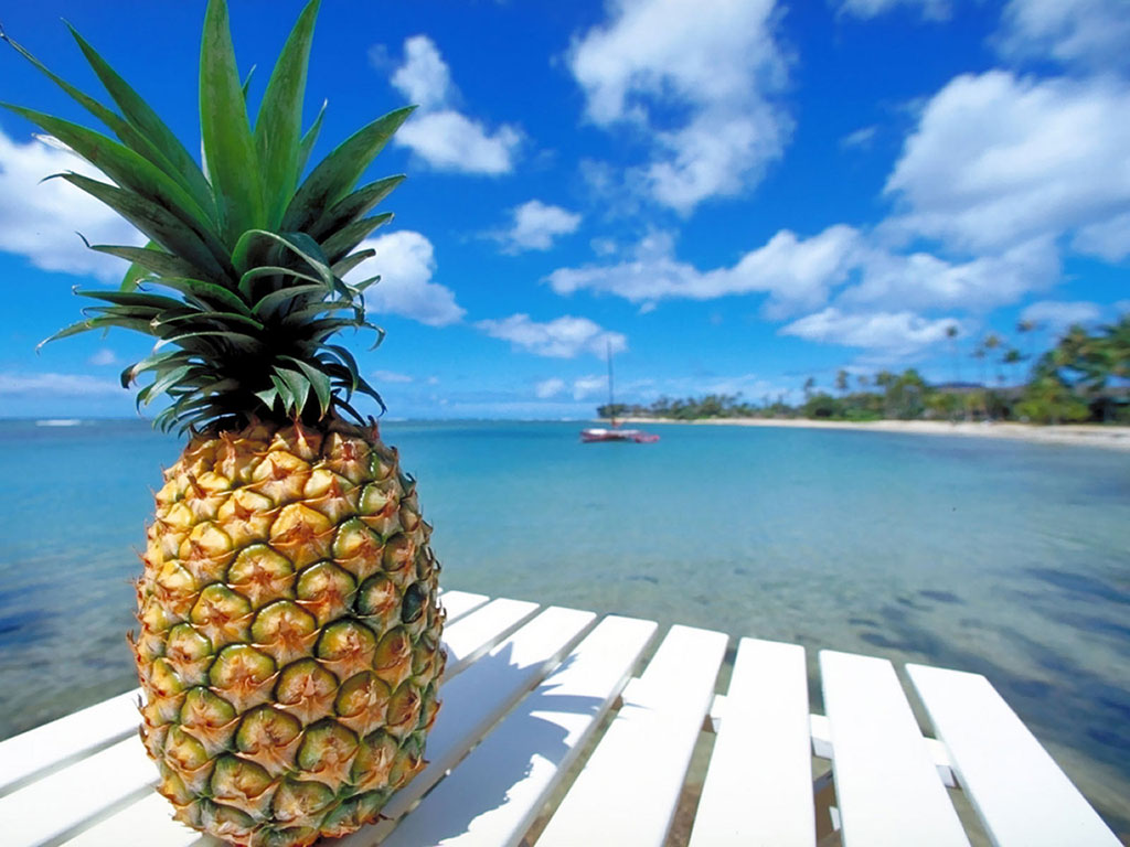 Pineapple Beach HD Wallpaper Fruits