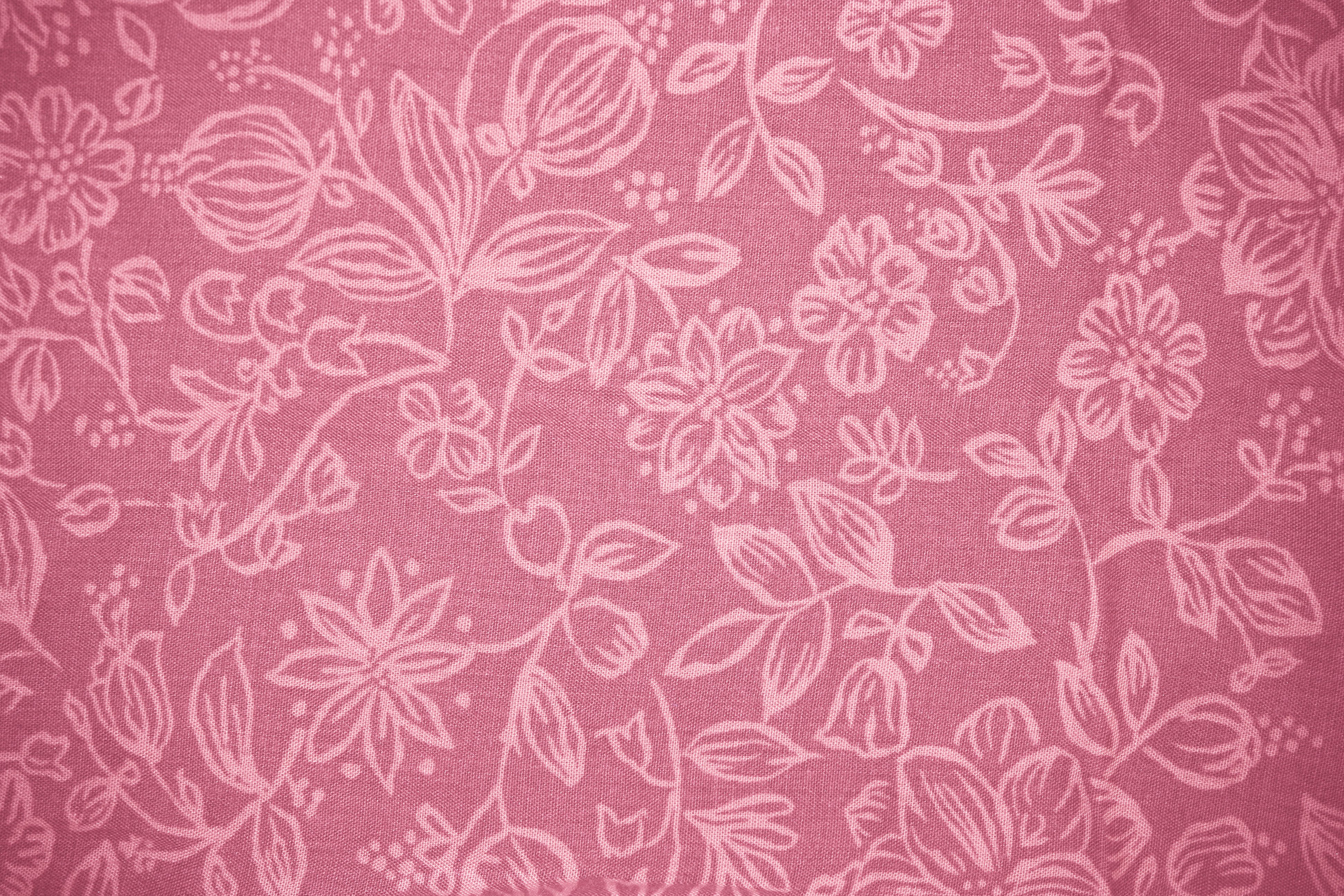Coral Colored Fabric with Floral Pattern Texture Picture 3888x2592