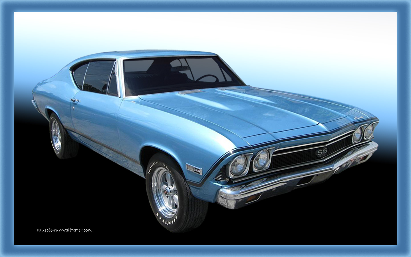 1968 Chevelle SS Wallpaper   Blue Coupe   Right Front View