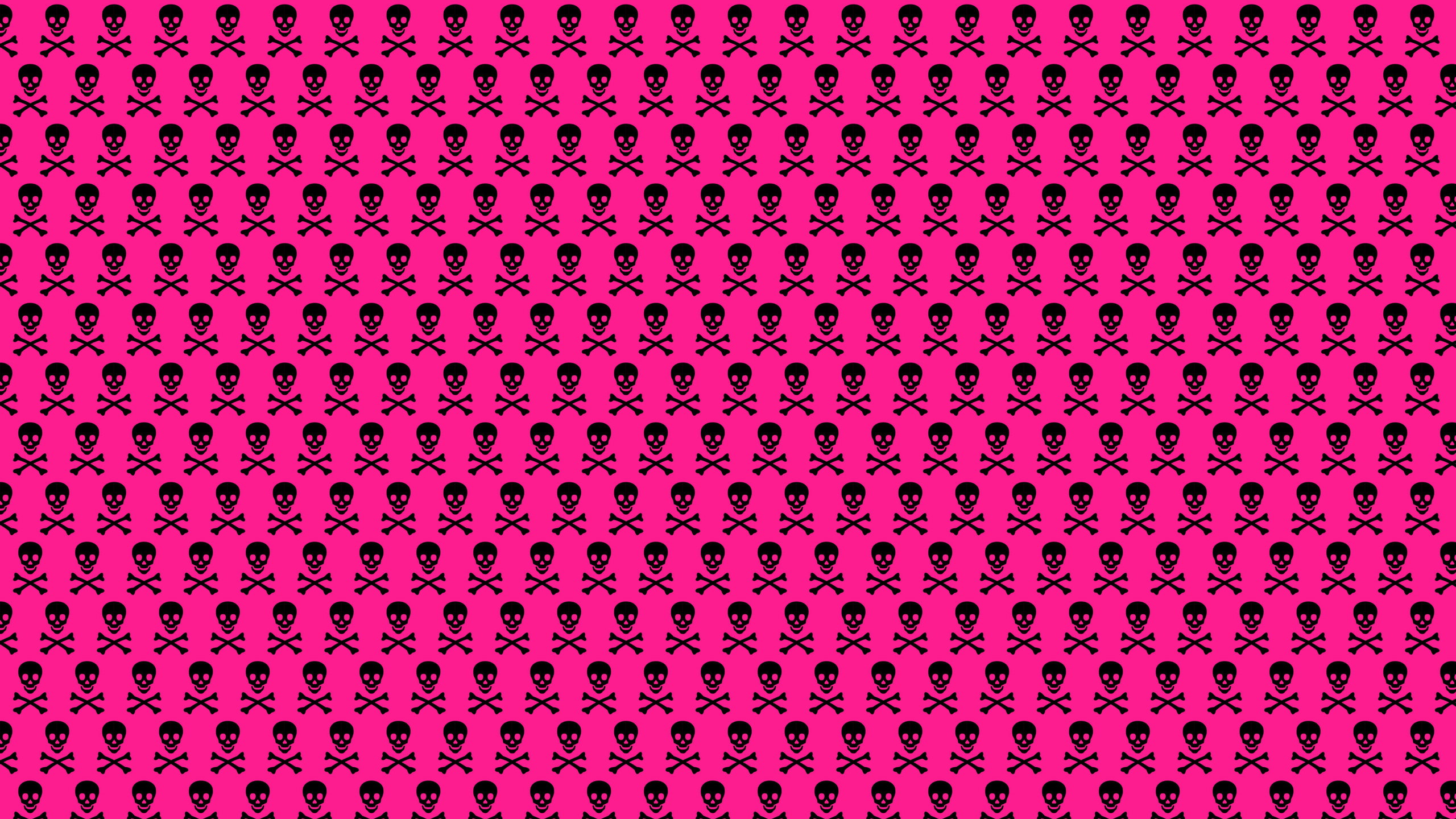 Hot Pink Skull Crossbones Desktop Wallpaper