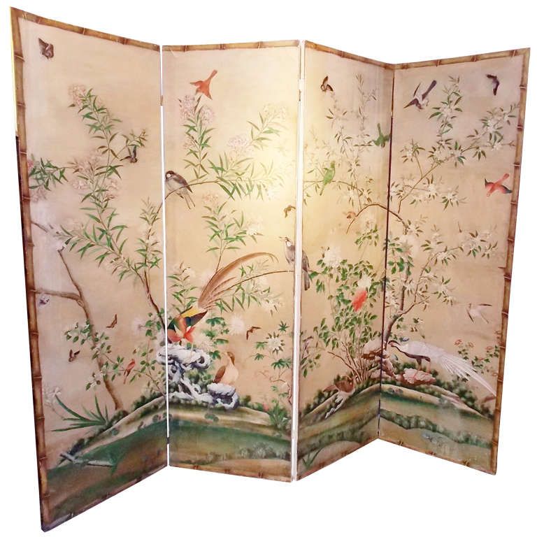 18th Century Chinese Wallpaper Screen From Nhantiquecoop On Ruby Lane