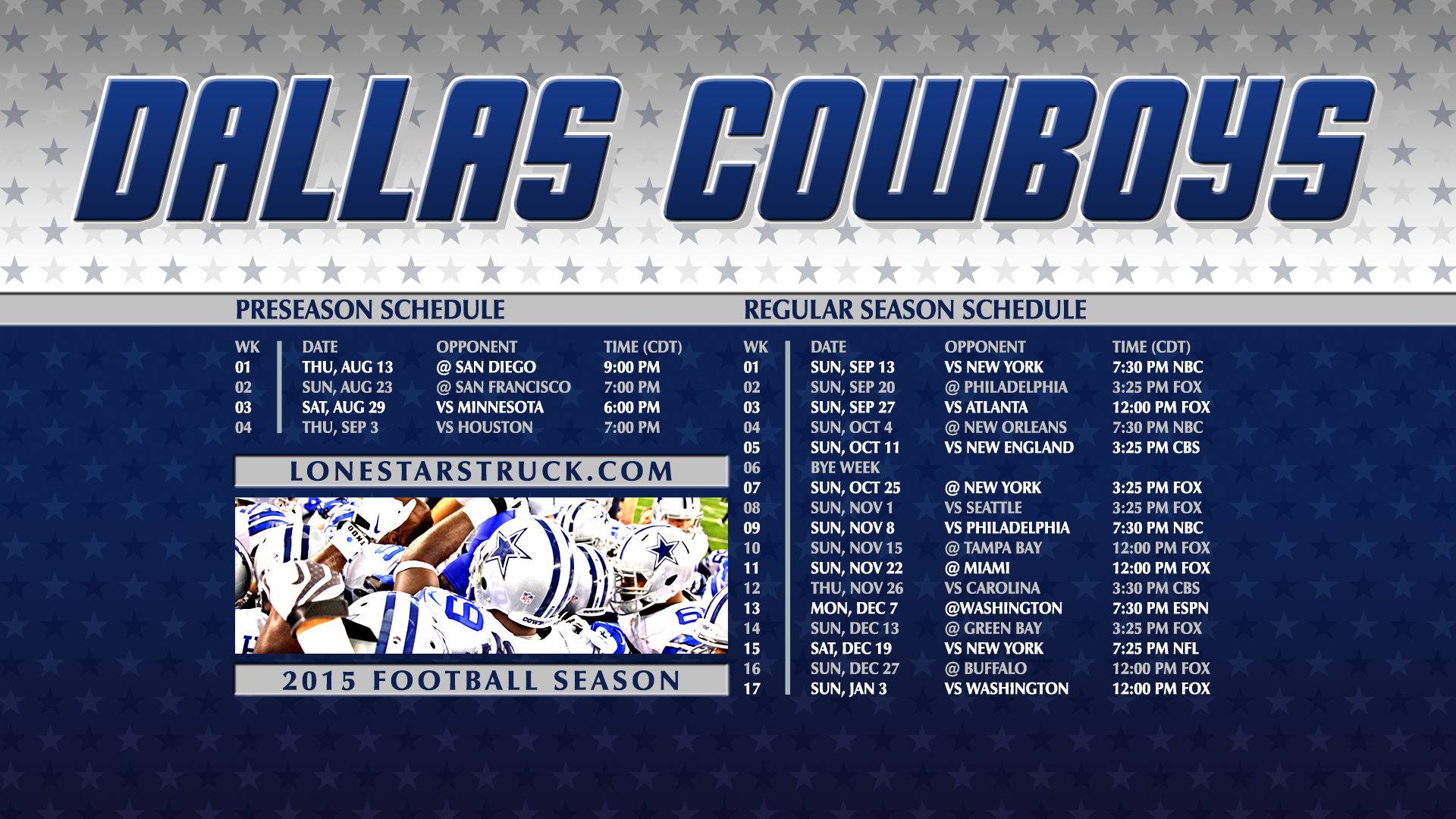 Wallpaper Schedule Lone Star Struck Dallas Cowboys Football
