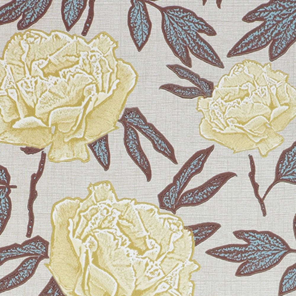 Jocelyn Warner Dandy Hand Screen Printed Floral Wallpaper Lemony