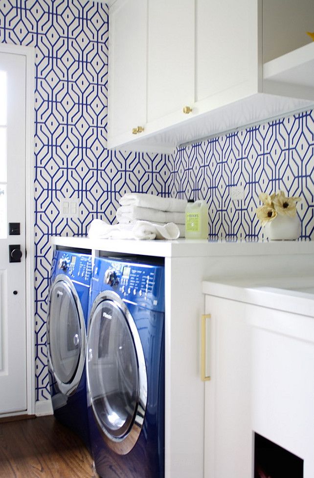 Laundry Room With Chicken Wire Cabis And Shelves Baskets To