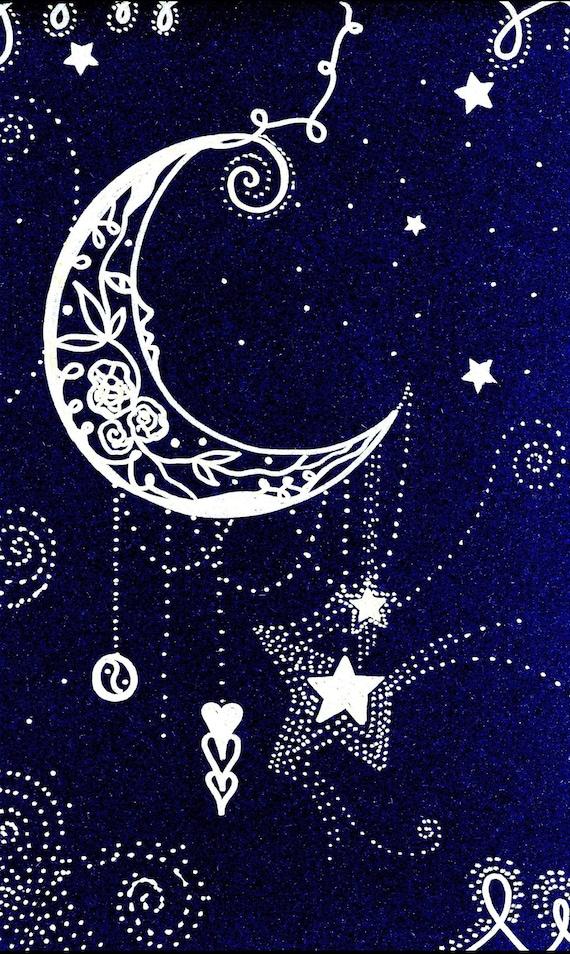 🔥 Free download Moon and Stars Drawing Etsy [570x955] for your Desktop